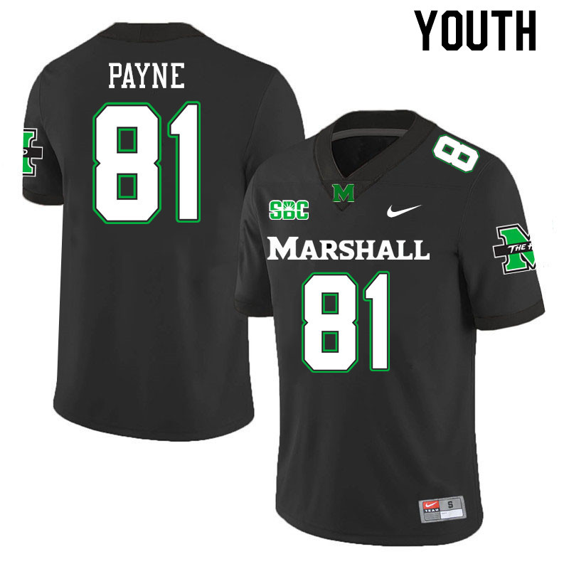 Youth #81 Toby Payne Marshall Thundering Herd SBC Conference College Football Jerseys Stitched-Black